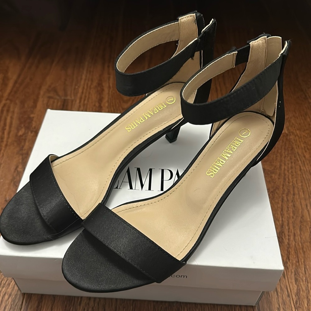 Black strappy ankle heel
